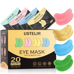 20 Pairs of Multi-Treatment Under Eye Patches with 24K Gold, Rose, and Aloe Vera for Dark Circles and Puffiness