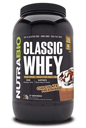 NutraBio Classic Whey Protein Powder- 25G of Protein Per Scoop - No Fillers, Artificial