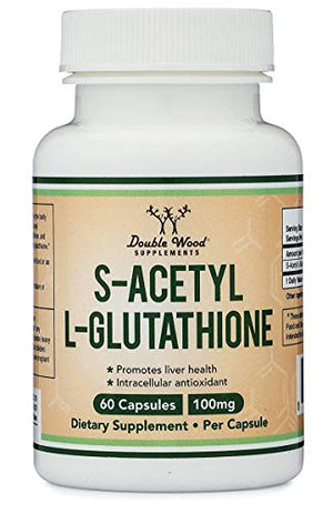 S-Acetyl L-Glutathione Capsules - 100mg, Manufactured and Tested in The USA, 60 Count