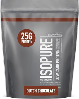 Isopure Dutch Chocolate Whey Isolate Protein Powder with Vitamin C & Zinc for Immune