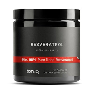 Toniiq Ultra High Purity Resveratrol Capsules - 98% Trans-Resveratrol - Highly Purified