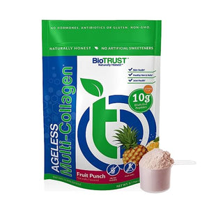 BioTrust Ageless Multi Collagen Peptides Powder – 5 Types (I, II, III, V, X) – Fruit Punch
