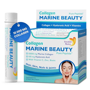 Swedish Nutra Marine Beauty Collagen | High Strength Type 1 & 3 Collagen to Rejuvenate Hair, Skin & Nails