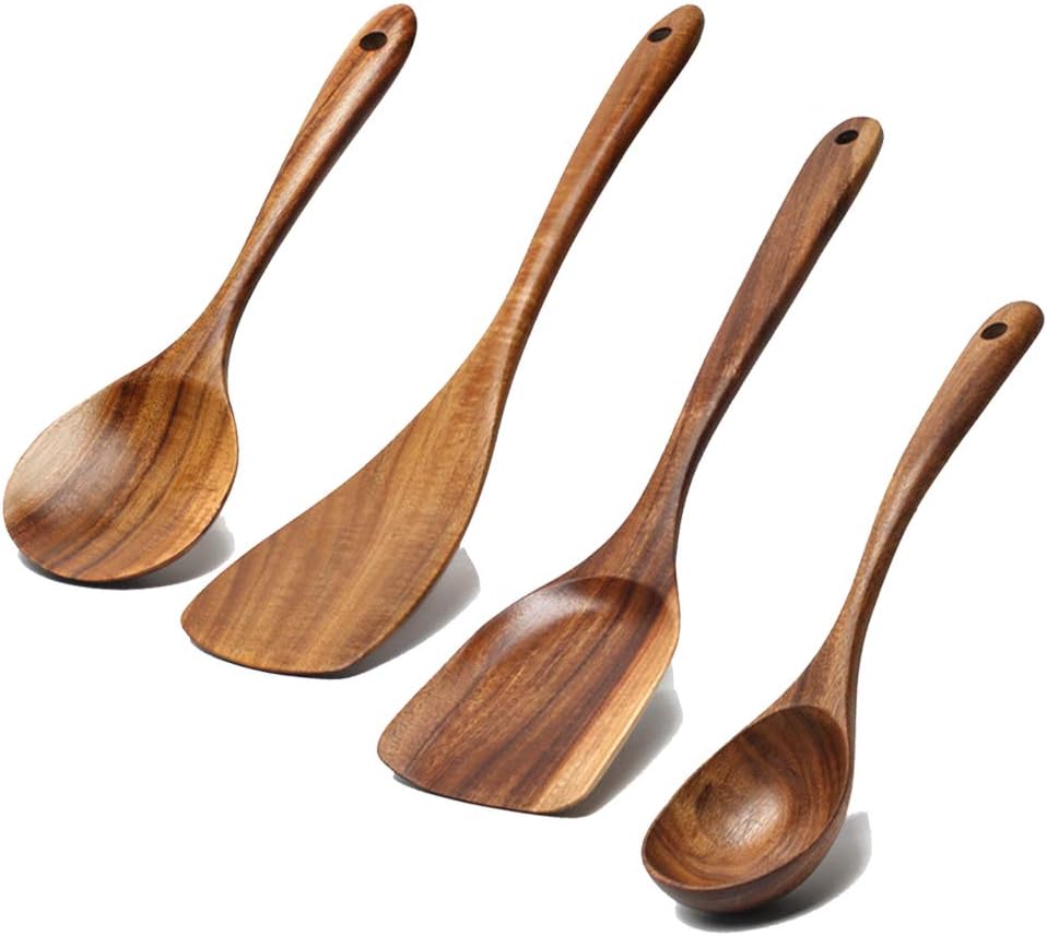 5-7 Piece Acacia Wood Cooking Utensil Set – Non-Toxic Wooden Spoons & Spatulas