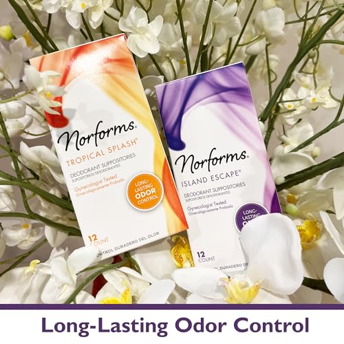 Norforms Feminine Deodorant Suppositories, Long Lasting Odor Control, Tropical Splash Scent