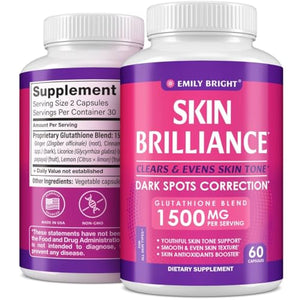 Glutathione Capsules - 1,500mcg Glutathione Supplement - Skin Tone Enhancer - Targets