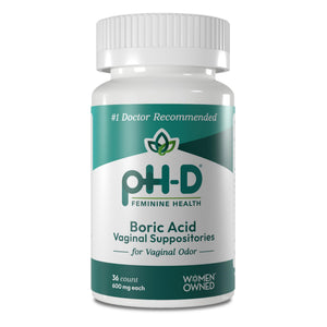 pH-D Feminine Health - 600 mg Boric Acid Suppositories - Woman Owned - for Vaginal Odor Use - 36 Count