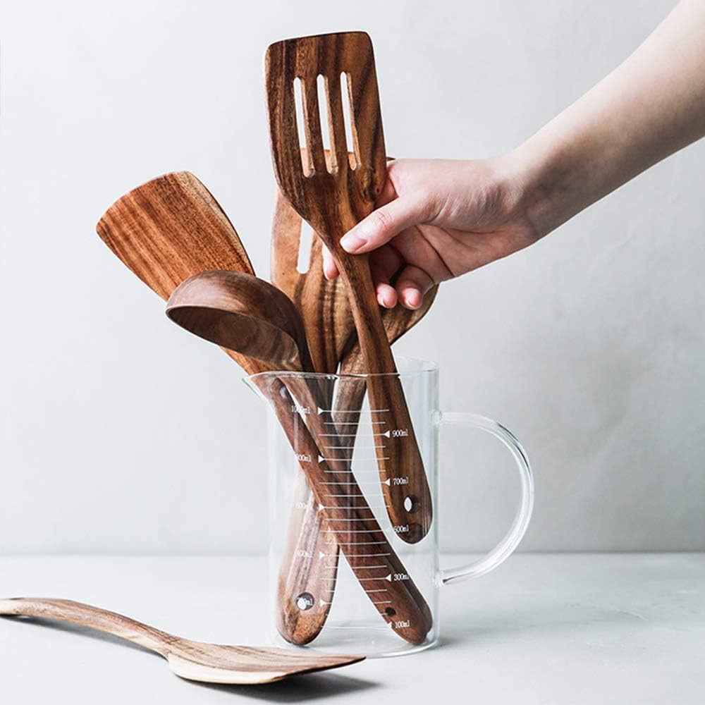 5-7 Piece Acacia Wood Cooking Utensil Set – Non-Toxic Wooden Spoons & Spatulas