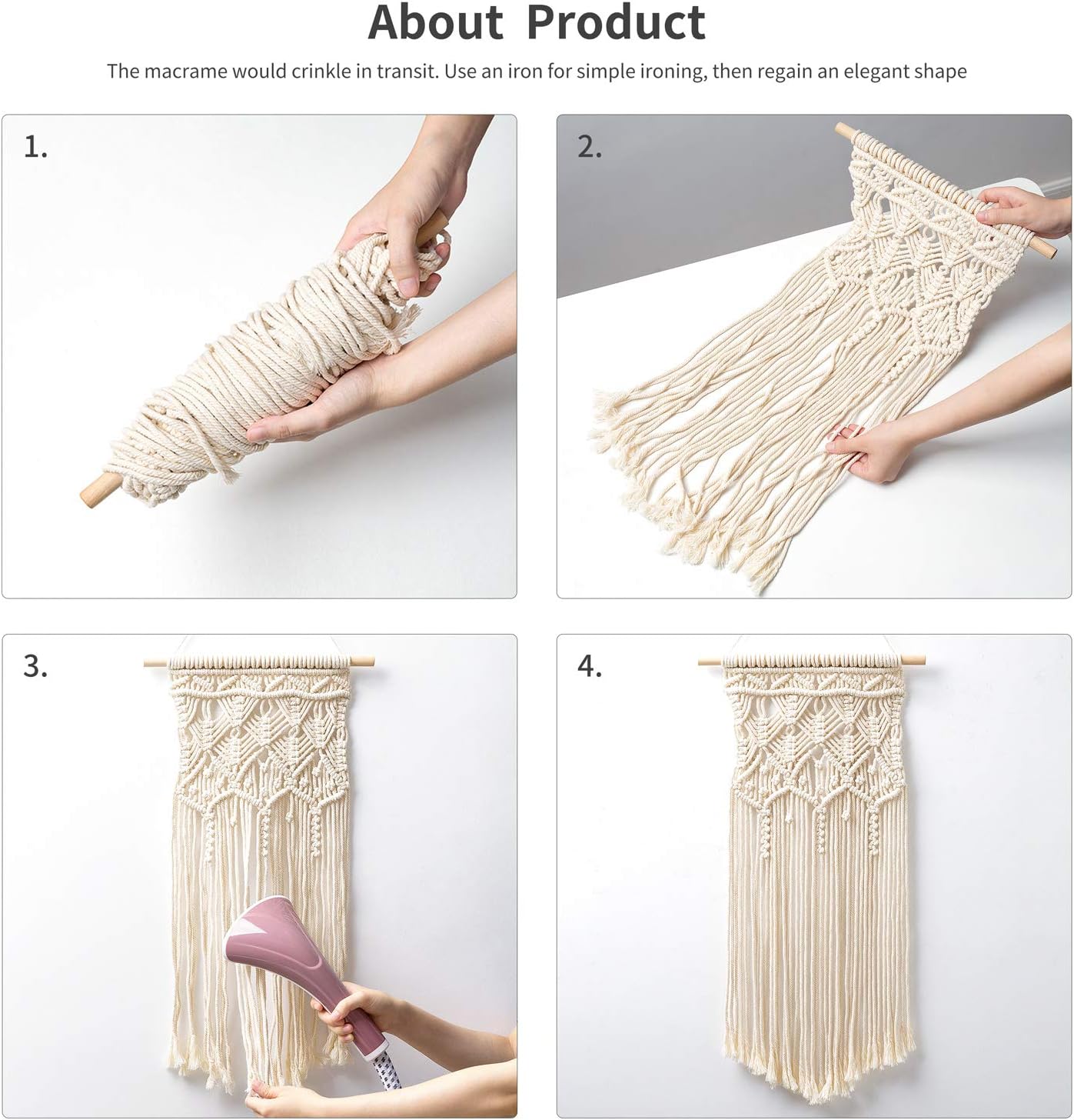Mkono 2-Piece Macrame Wall Hanging Set – Boho Woven Art Decor for Home & Bedroom