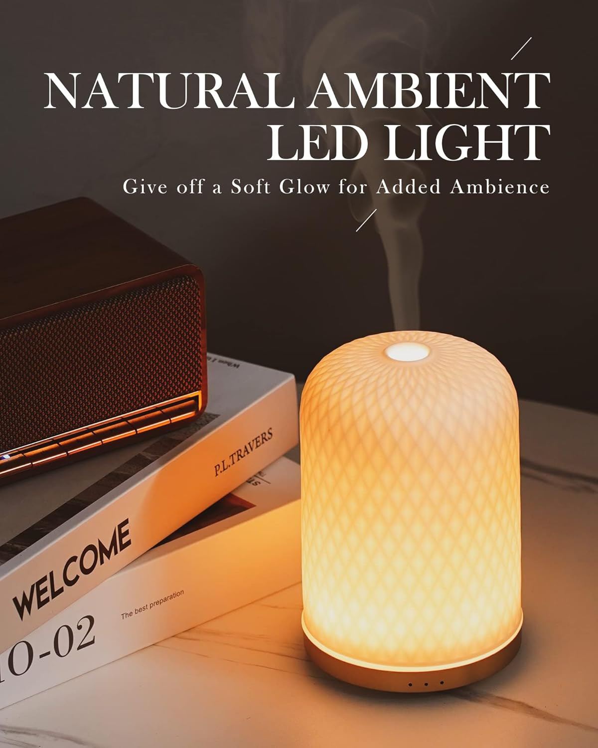 Ceramic Essential Oil Diffuser 110ML USB Powered – White Aesthetic for Home & Yoga