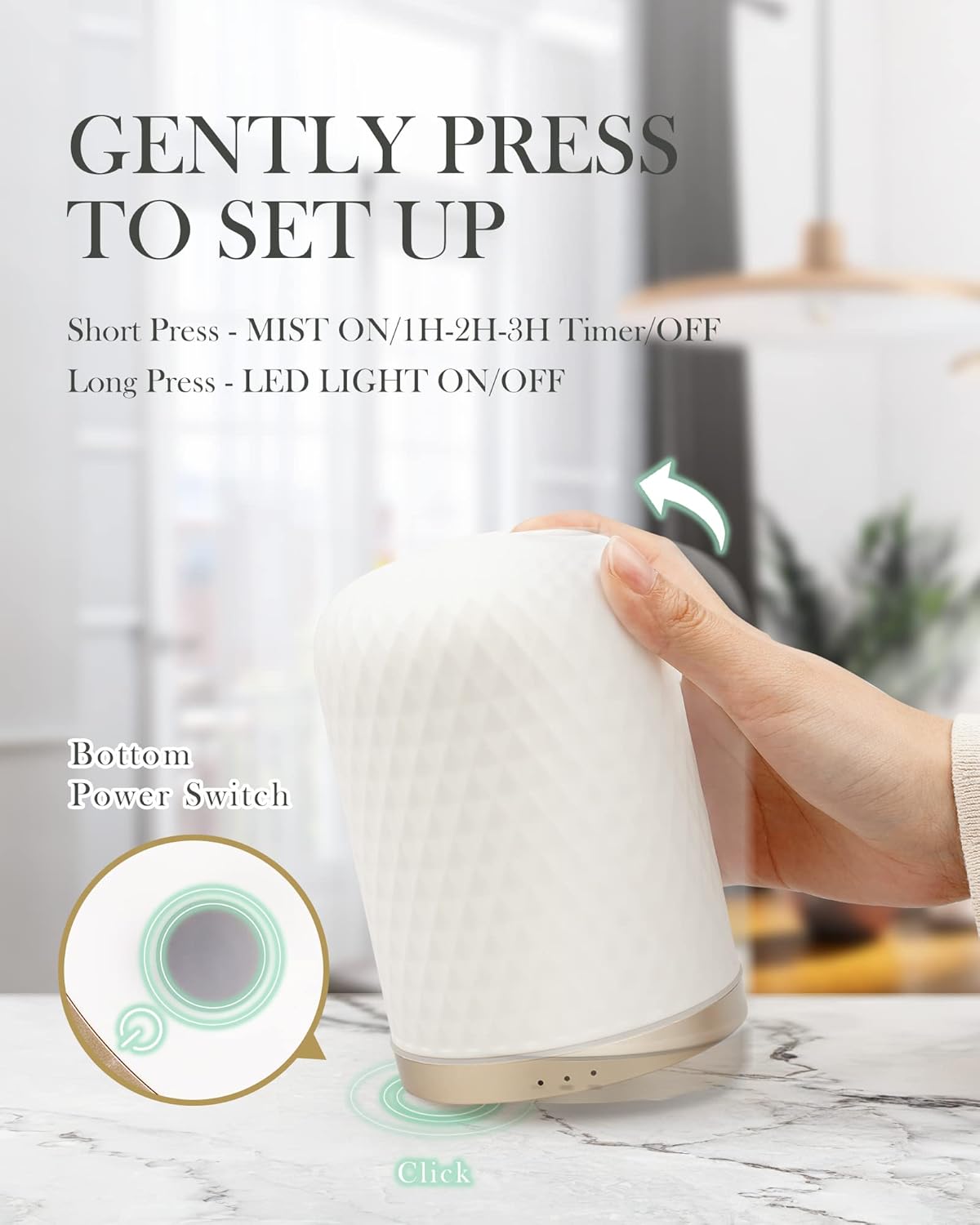 Ceramic Essential Oil Diffuser 110ML USB Powered – White Aesthetic for Home & Yoga