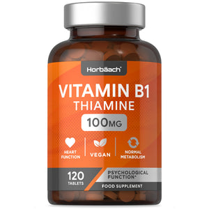 Vitamin B1 Thiamine High Strength 100mg | 120 Vegan Tablets | No Artificial