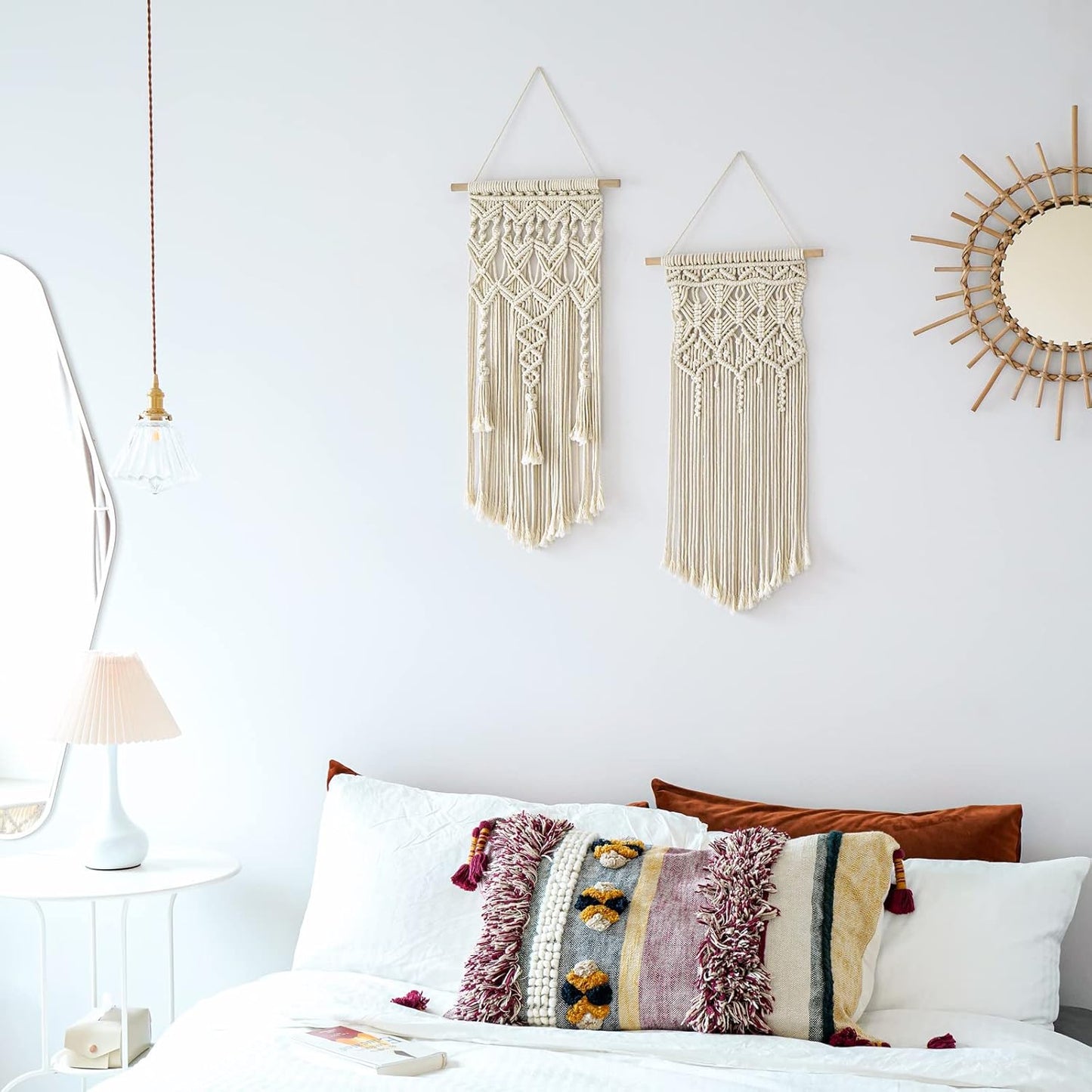 Mkono 2-Piece Macrame Wall Hanging Set – Boho Woven Art Decor for Home & Bedroom