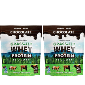 Opportuniteas Chocolate Whey Protein Powder - Grass Fed Whey Isolate + Organic Cacao