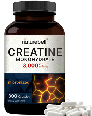 Creatine Monohydrate 3,000mg Per Serving, 300 Capsules – Micronized – Unflavored