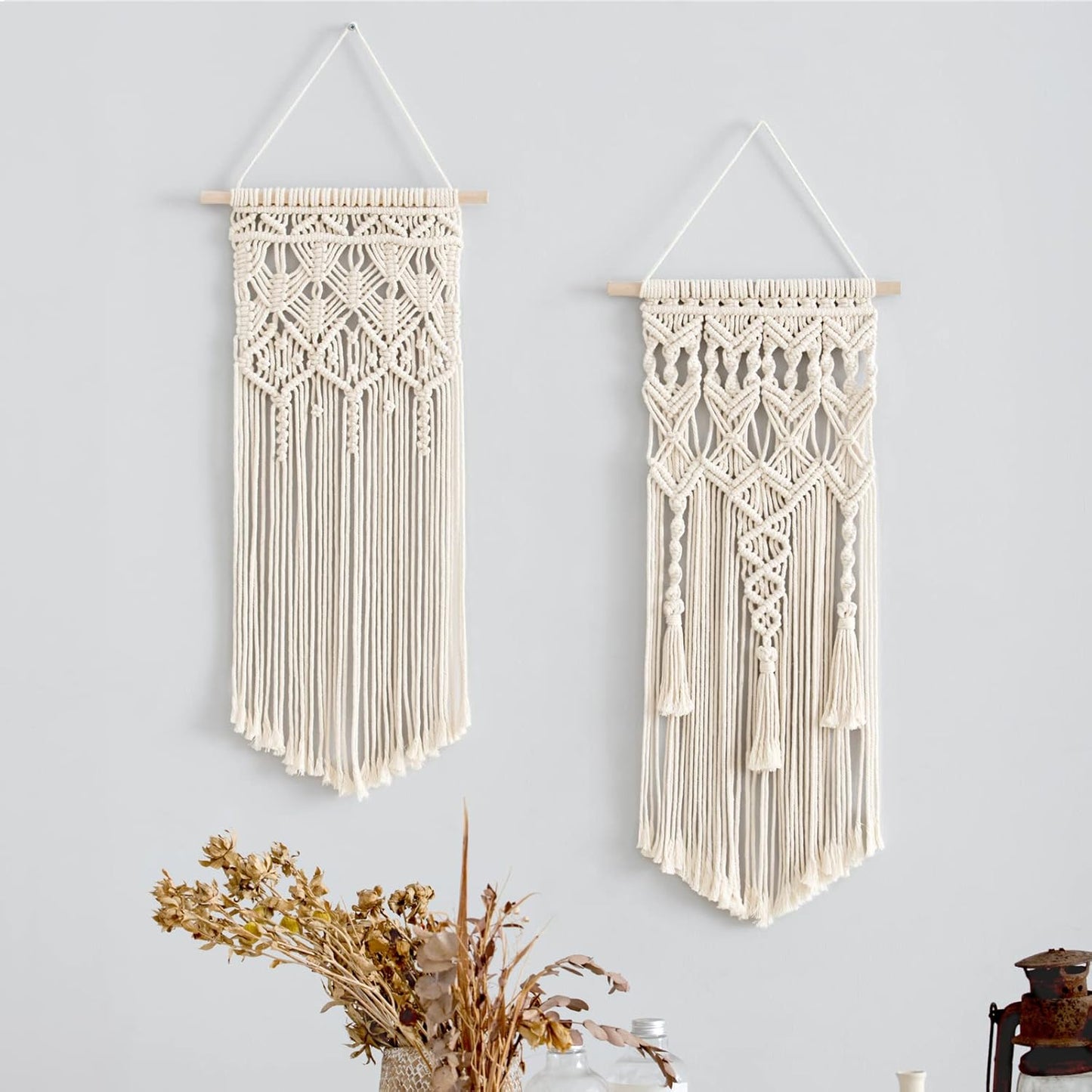 Mkono 2-Piece Macrame Wall Hanging Set – Boho Woven Art Decor for Home & Bedroom