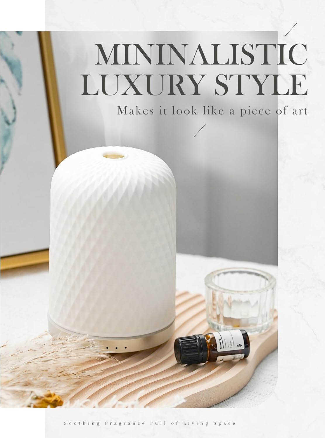 Ceramic Essential Oil Diffuser 110ML USB Powered – White Aesthetic for Home & Yoga