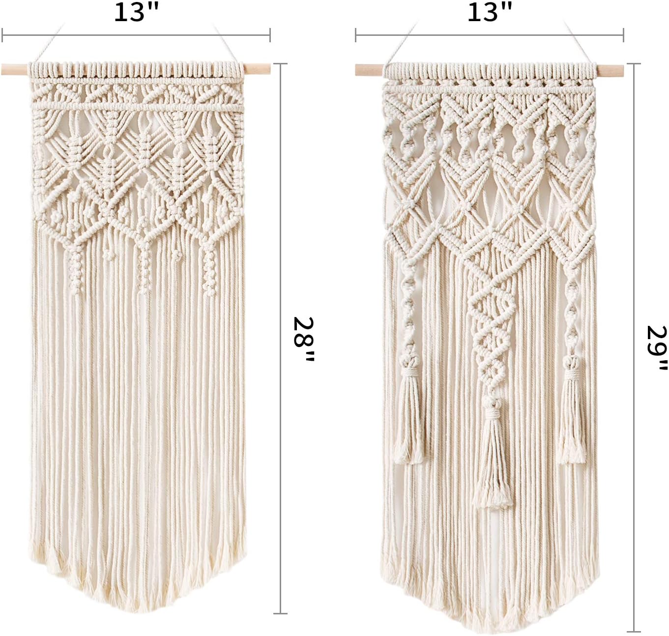 Mkono 2-Piece Macrame Wall Hanging Set – Boho Woven Art Decor for Home & Bedroom
