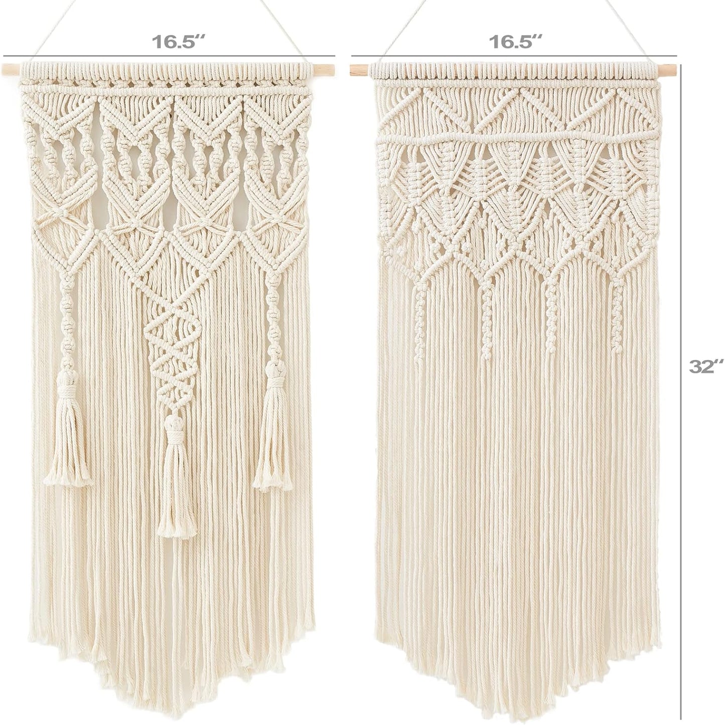 Mkono 2-Piece Macrame Wall Hanging Set – Boho Woven Art Decor for Home & Bedroom