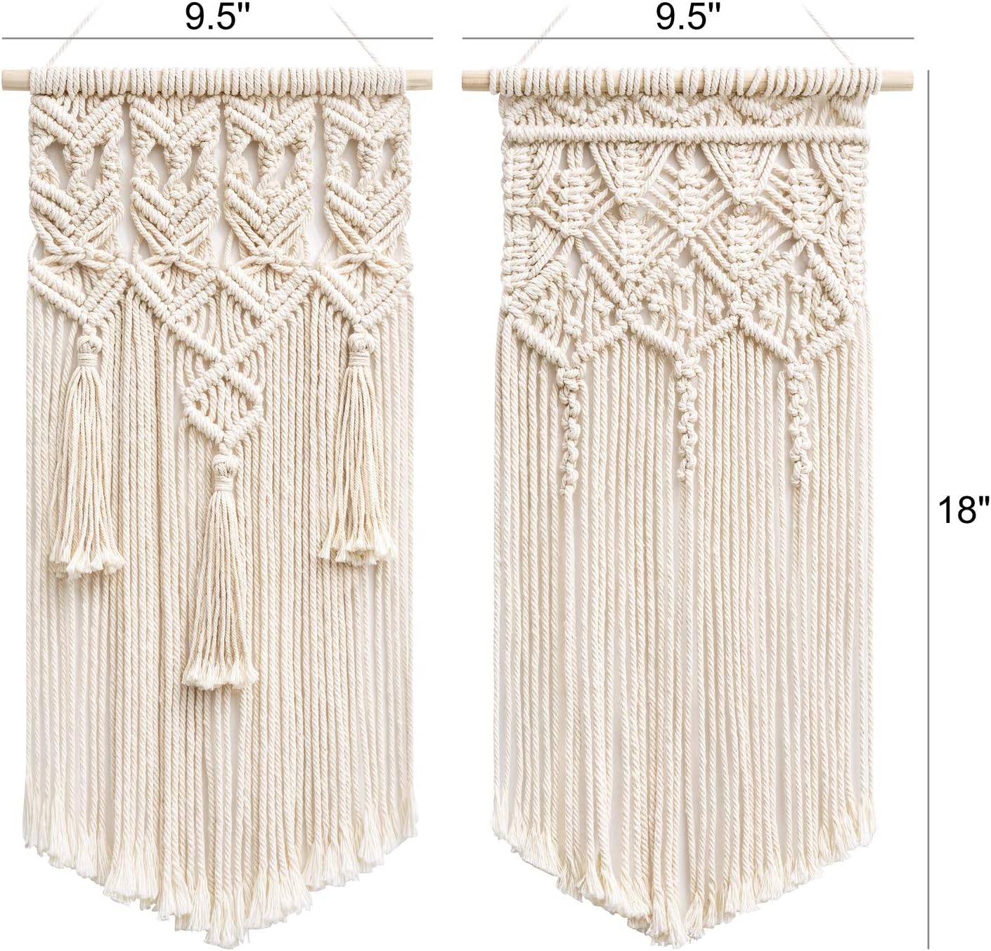 Mkono 2-Piece Macrame Wall Hanging Set – Boho Woven Art Decor for Home & Bedroom