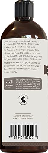 Viva Naturals Organic Castor Oil, 16 fl oz - Cold Pressed Castor Oil for Skin, Hair and Lashes - Traditionally