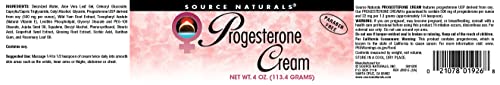 Source Naturals Progesterone Cream - Women's Health Support - High Purity, Paraben Free - 4 Ounce Jar