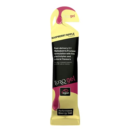 Torq Energy Gel Raspberry Ripple - Sports, Cycling, Running Gels with 30 g Carbohydrates