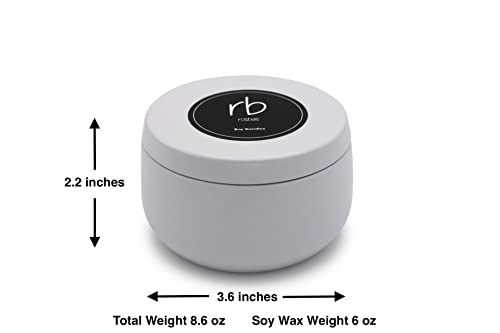 Rosbas Candle, Fraser Fir Scented, Natural Soy Wax, White Metallic Tin, 6 oz, Cotton Wick, Long Burn Time