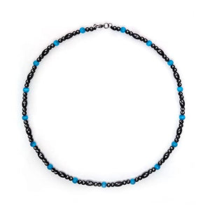 Magnetic Therapy Necklace Hematite Necklace Black Obsidian Aquamarine Magnetic Necklace