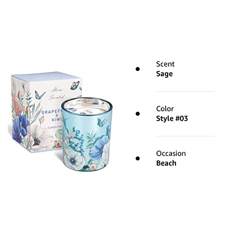 Grapefruit & Kiwi Scented Candles for Home Aromatherapy Candle Gifts for Women, Long Lasting Glass
