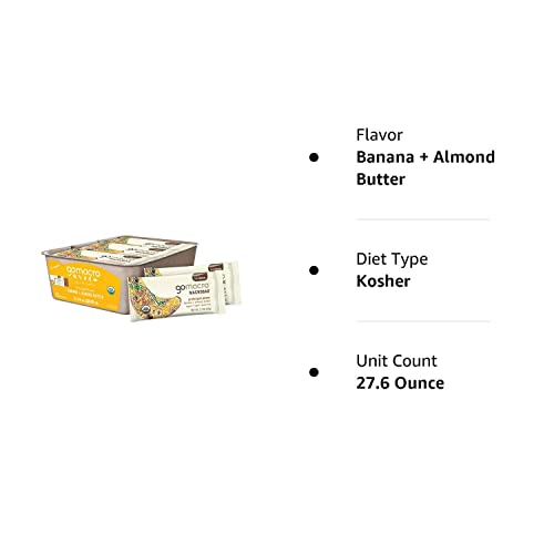 GoMacro MacroBar Organic Vegan Protein Bars - Banana + Almond Butter, (2.3 Ounce Bars