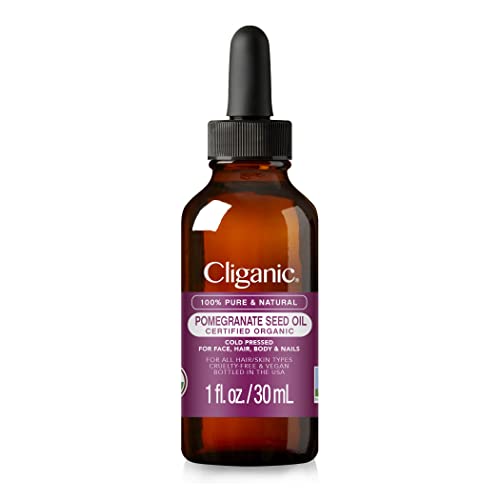 Cliganic Organic Pomegranate Seed Oil, 100% Pure - For Face, Skin | Natural Cold Pressed Unrefined
