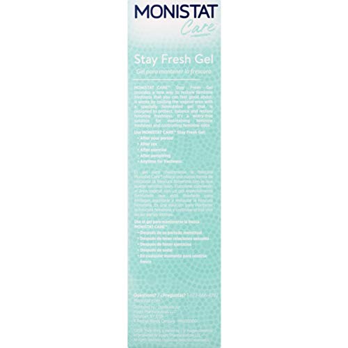 Monistat Stay Fresh Gel, Odor Eliminating Gel for Feminine Care, Fragrance Free Vaginal Gel, Prefilled