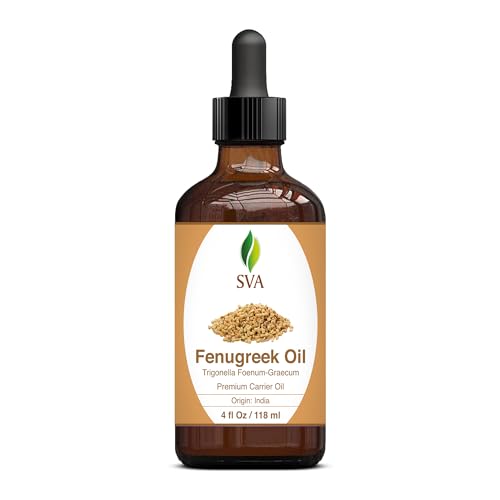 SVA Fenugreek Oil 4oz (118ml) Premium Carrier Oil with Dropper for Hair Care, Hair Oiling, Scalp Massage