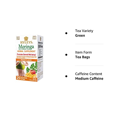 Hyleys Tea Moringa Oleifera with Mango Flavor - 25 Tea Bags (Miracle Tree Tea)