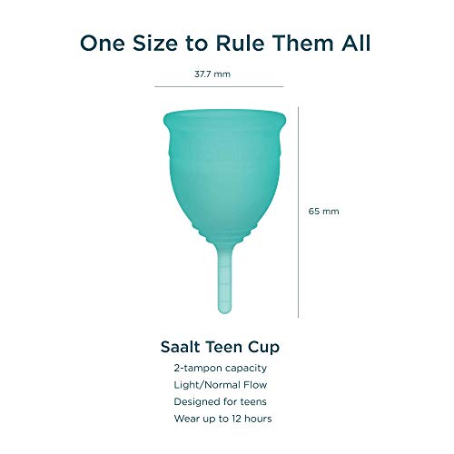 Saalt Teen Menstrual Cup - Best Sensitive Reusable Cup - Wear for 12 Hours - Tampon and Pad Alternative