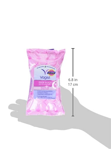 Vagisil Odor Block Daily Freshening Wipes for Feminine Hygiene in Resealable Pouch