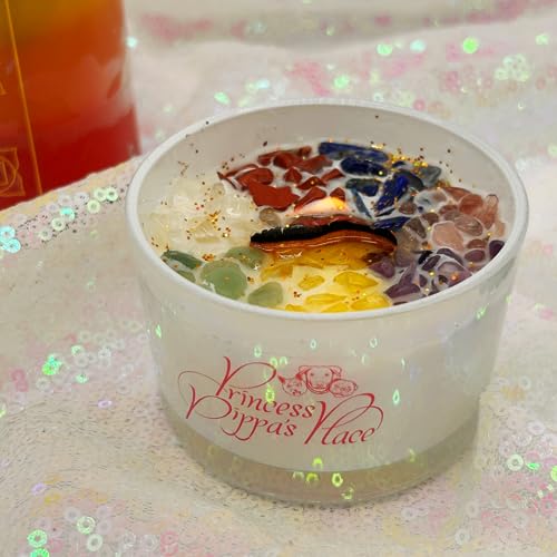 Princess Pippa's Place Healing Candles with Crystals Inside- Natural Soy Wax 7 Stones Crystal Candle Jar