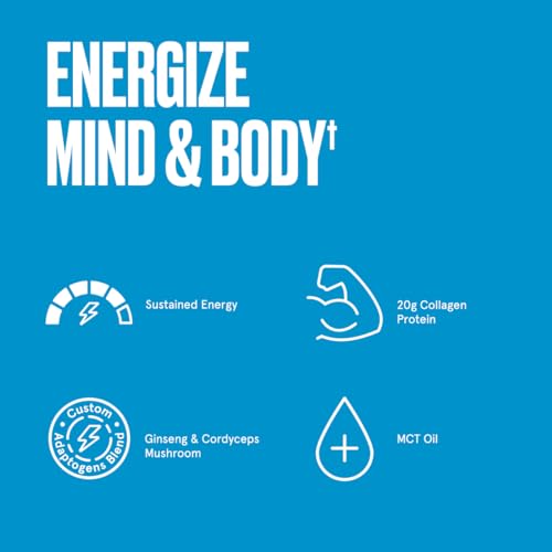 Bulletproof Vanilla Bean Energy Collagen Protein Powder, 18.3 Ounces, Caffeine-Free Fuel