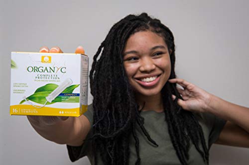 Organyc 100% Certified Organic Cotton Tampons, Plant-Based Eco-Applicator, Regular Flow, 16 Count