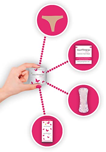 to-Go Panty Kit Includes 4 Items Seamless Thong Underwear Fresh Wipe Pantyliner & Washbag Travel