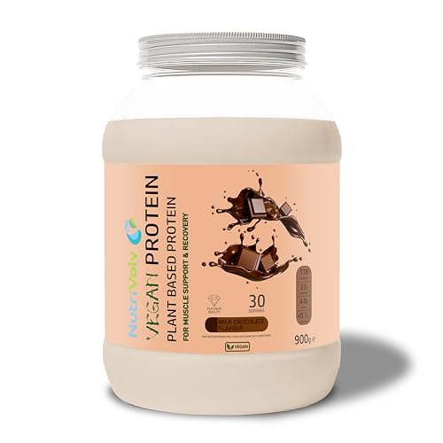 NutriVolv Vegan Plant Based Protein Powder | Milk Chocolate Flavour 900g | Pea & Rice Protein Blend
