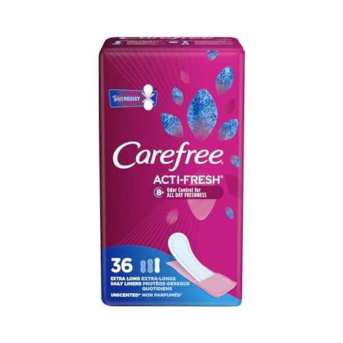 Carefree Liners Extra Long- Pantiliners for Women 36 Count (Pack of 3), Set with Feminine Flushable
