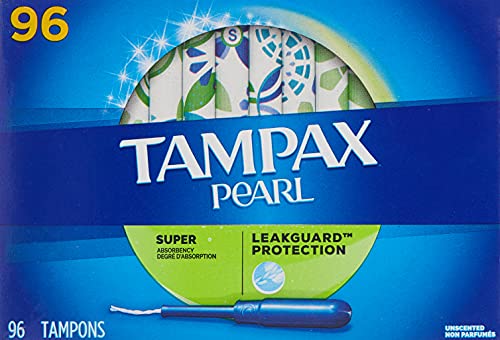Tampax Pearl Unscented Super Absorbency Tampons, 96 Count