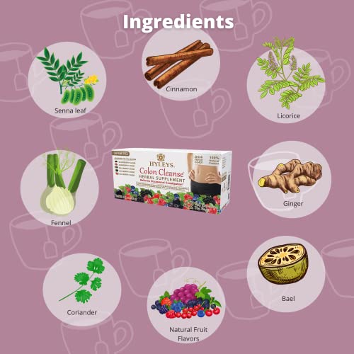 Hyleys Colon Cleanse Tea Assorted Flavors - 42 Tea Bags (1 Pack)