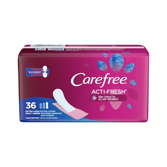 Carefree Liners Extra Long- Pantiliners for Women 36 Count (Pack of 3), Set with Feminine Flushable