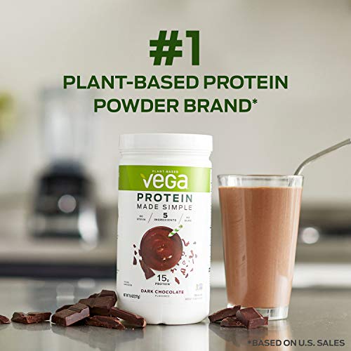 Vega Protein Made Simple, Dark Chocolate - Stevia Free Vegan Protein Powder