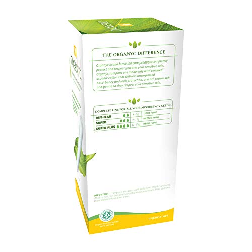 ORGANYC Hypoallergenic 100% Organic Cotton Internal Tampons with Applicator, REGULAR, 16-count