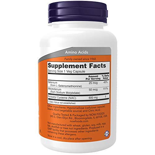 NOW Supplements, NAC (N-Acetyl Cysteine) 600 mg with Selenium & Molybdenum