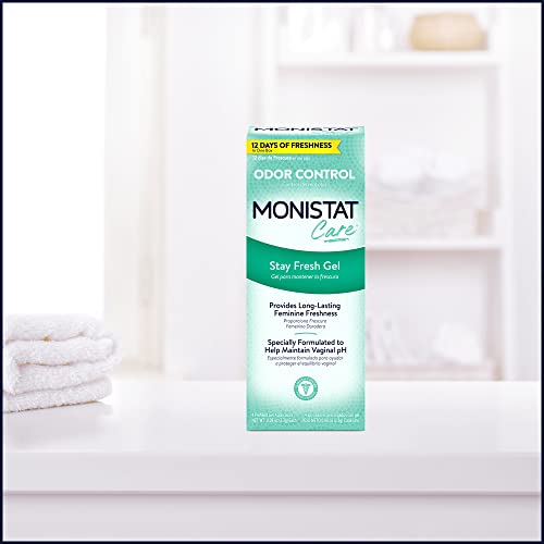 Monistat Stay Fresh Gel, Odor Eliminating Gel for Feminine Care, Fragrance Free Vaginal Gel, Prefilled